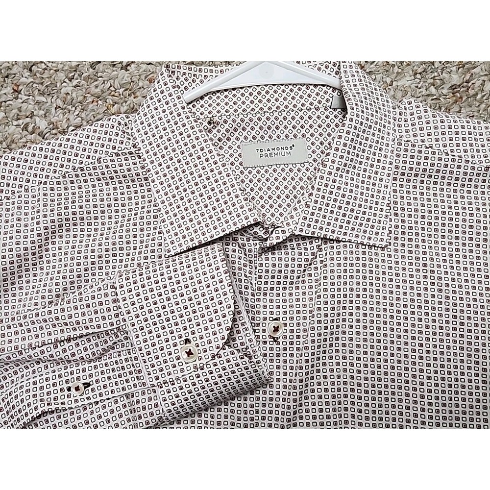 7 Diamonds Premium Button Shirt Men XL People Like Us Maroon Red Long Sleeve